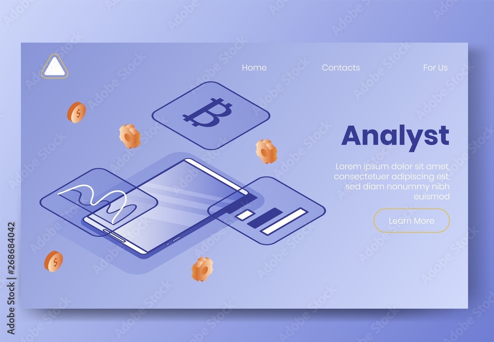 Digital isometric design concept scene of 3d icons for internet analyst ...
