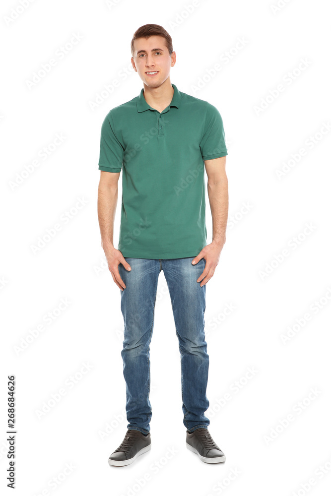 Full length portrait of young man in stylish clothes on white background Full length portrait of young man in stylish clothes on white background
