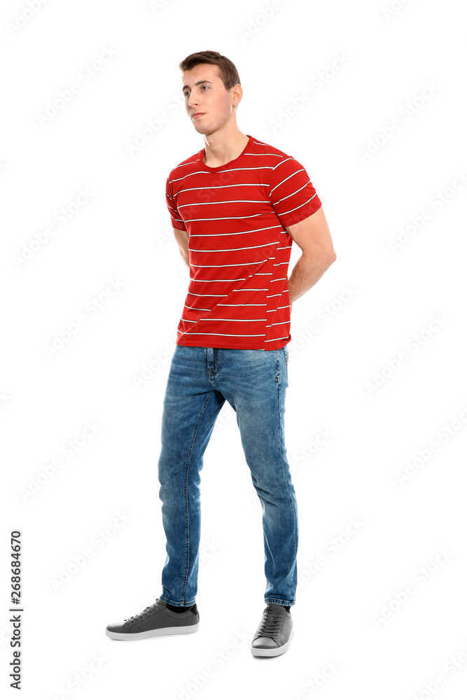 Full length portrait of young man in stylish clothes on white background Full length portrait of young man in stylish clothes on white background