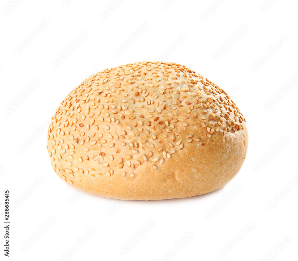Bun with sesame seeds isolated on white. Fresh bread Bun with sesame seeds isolated on white. Fresh bread