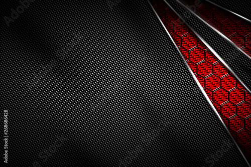 red and black carbon fiber and chromium frame. photo