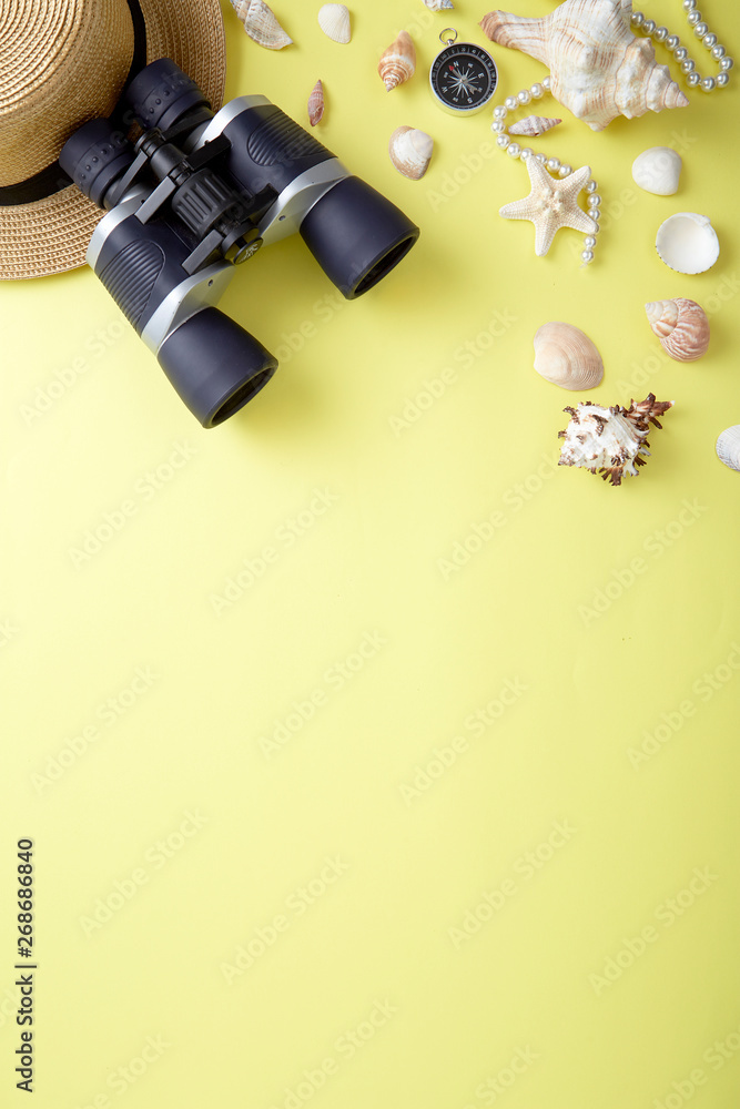 Flat lay summer vacation concept Flat lay summer vacation concept