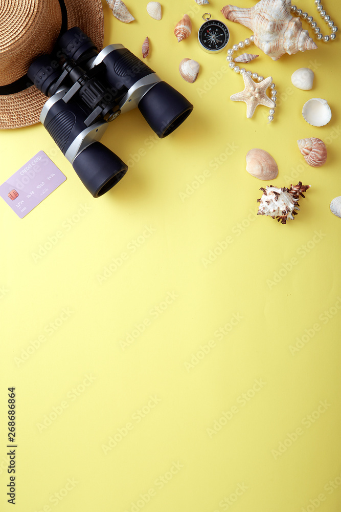 Flat lay summer vacation concept Flat lay summer vacation concept