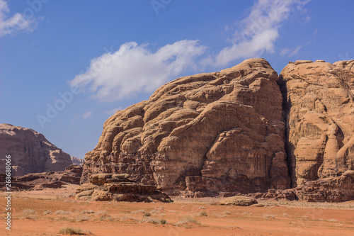 picturesque nature scenery landscape of rocky desert sand valley and stone mountains Middle East wilderness environment