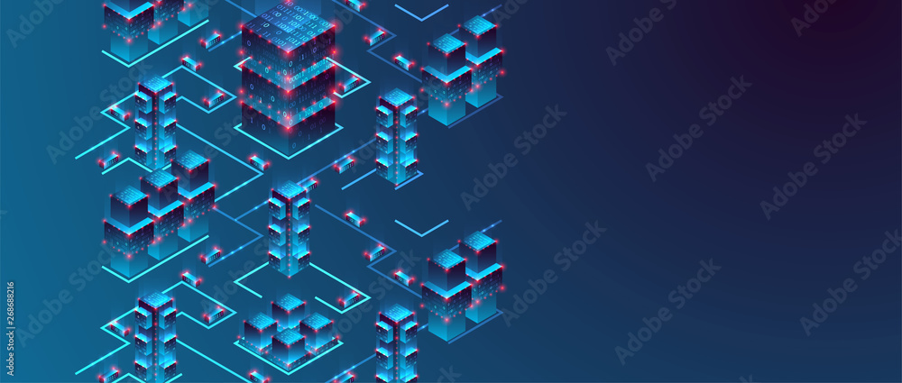Isometric big data flow processing concept, cloud database. Abstract ...