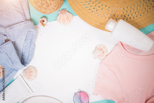 Woman summer clothes and accessories