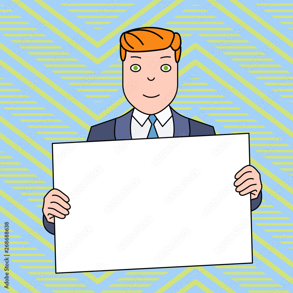 Smiling Man Holding Formal Suit Big Blank Poster Board in Front of Himself Business concept Empty template copy space isolated Posters coupons promotional material Smiling Man Holding Formal Suit Big Blank Poster Board in Front of Himself Business concept Empty template copy space isolated Posters coupons promotional material