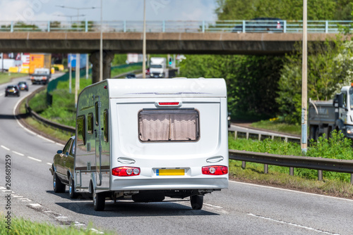 caravan motorhome on uk motorway in fast motion