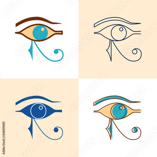 Eye of Horus icon set in flat and line style