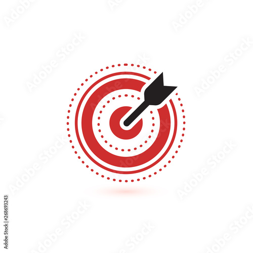 Arrow hit target vector icons. flat winner symbol template. Modern emblem idea. Concept design for business. Isolated vector illustration on white background.