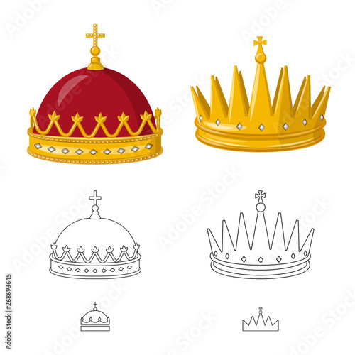 Isolated object of medieval and nobility icon. Set of medieval and monarchy stock vector illustration.