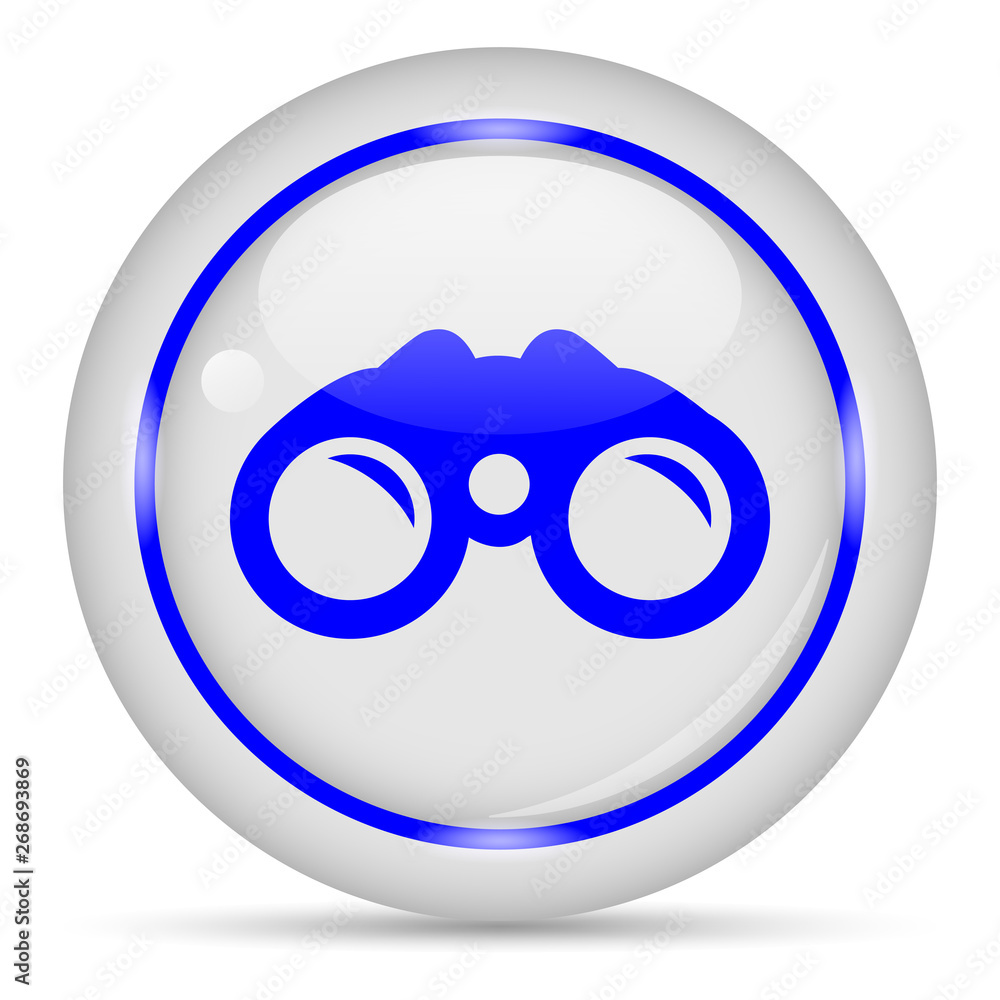 Binoculars icon. White glossy round vector icon in eps 10. Editable modern design internet button on white background. Binoculars icon. White glossy round vector icon in eps 10. Editable modern design internet button on white background.