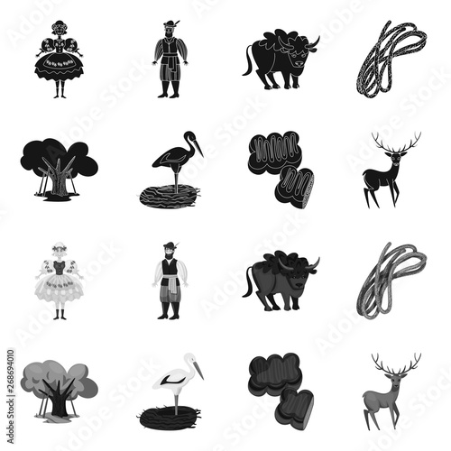 Isolated object of traditional and tour icon. Collection of traditional and landmarks stock vector illustration.