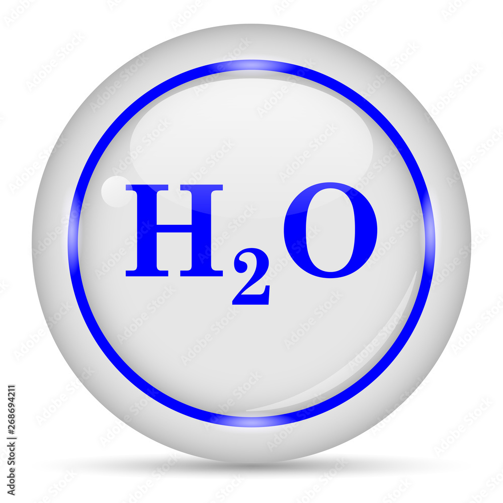 H2o icon. White glossy round vector icon in eps 10. Editable modern design internet button on white background. H2o icon. White glossy round vector icon in eps 10. Editable modern design internet button on white background.