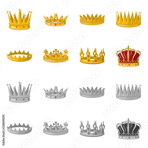 Vector illustration of medieval and nobility sign. Set of medieval and monarchy stock vector illustration.