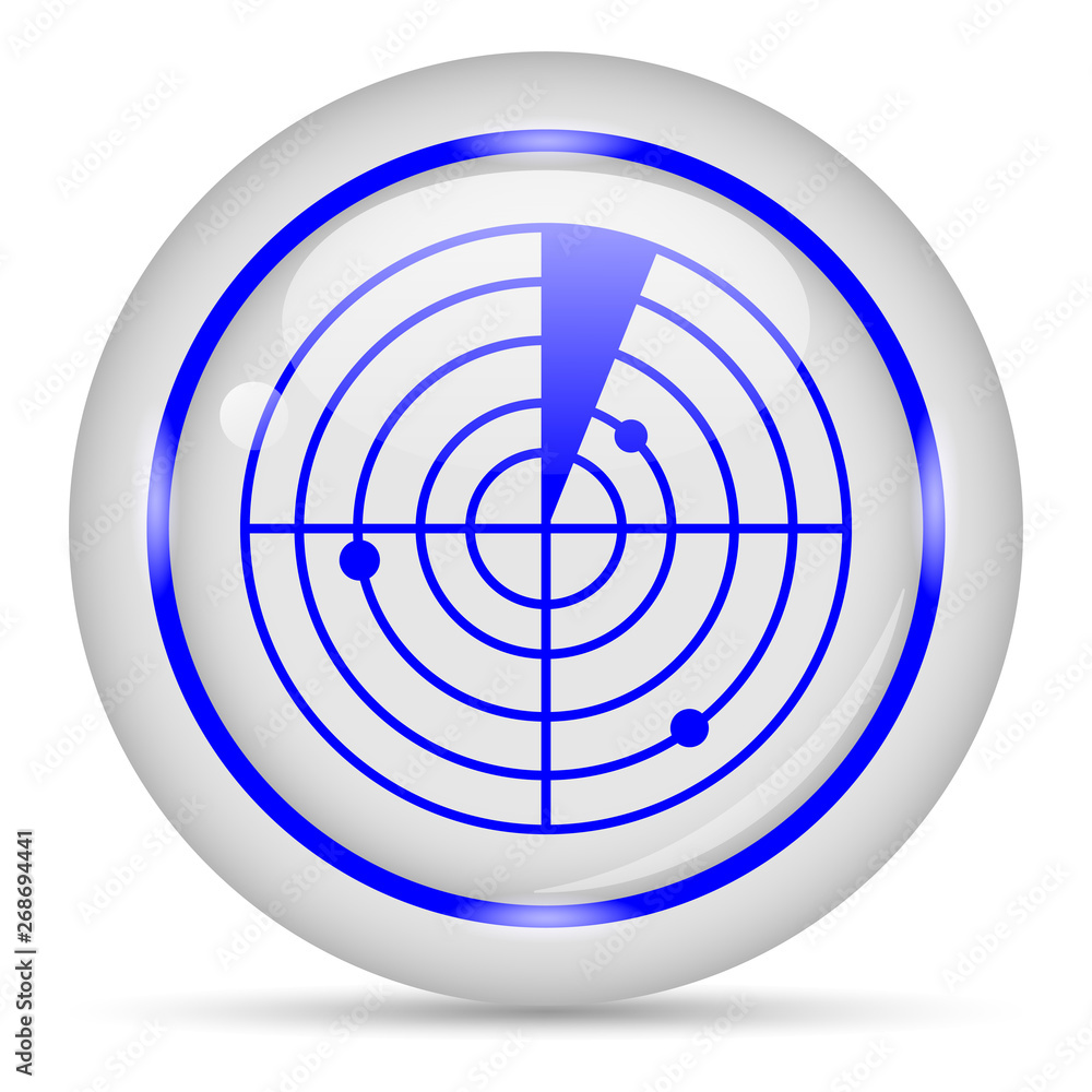 Radar icon. White glossy round vector icon in eps 10. Editable modern design internet button on white background. Radar icon. White glossy round vector icon in eps 10. Editable modern design internet button on white background.