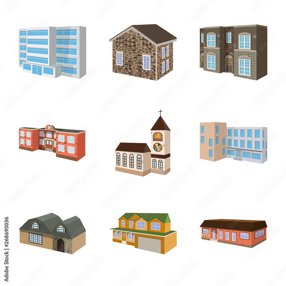 Vector design of building and home symbol. Collection of building and construction stock symbol for web.