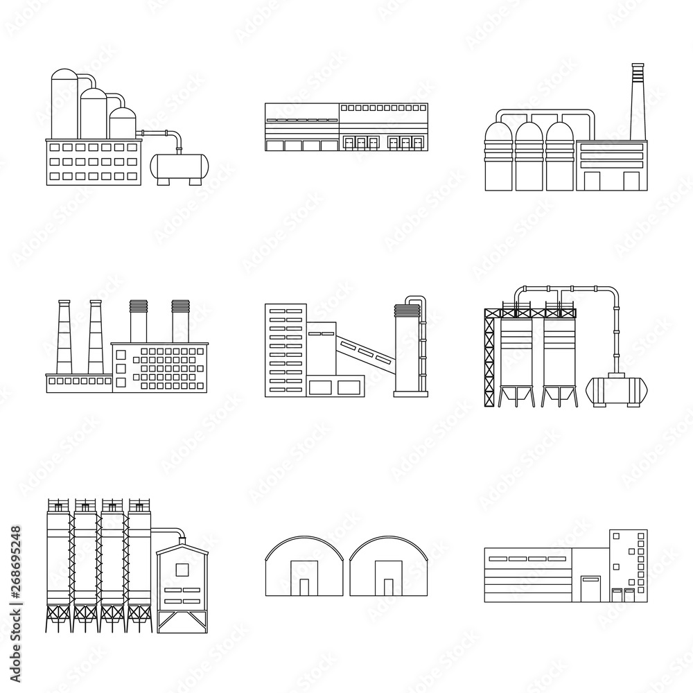 Isolated object of manufacturing and company symbol. Collection of manufacturing and structure stock symbol for web.