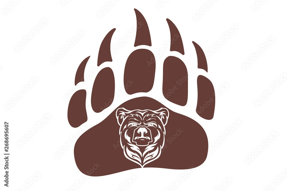 Bear Head Mascot, vector bear logo, Hand drawn maori tattoo style, for  emblem, illustration, poster, icon, label, logotype, isolated, on white  background. Wild animal silhouette of bear paw with claw Stock Vector |