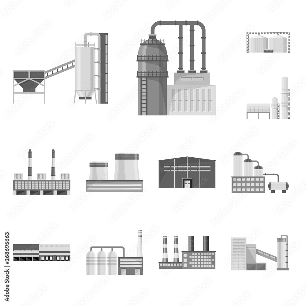 Isolated object of production and structure icon. Collection of production and technology stock symbol for web.
