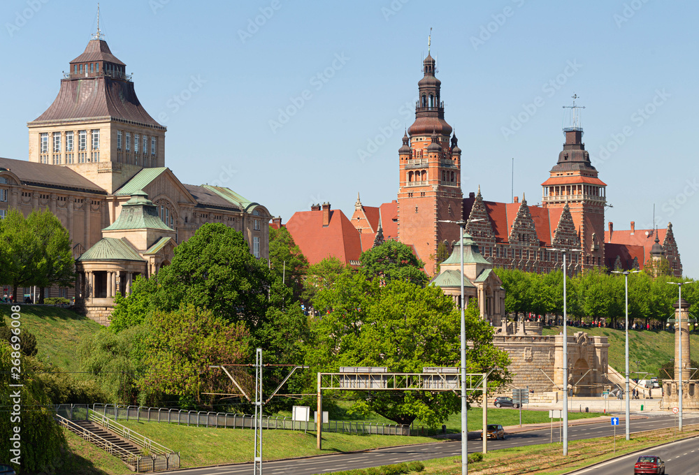 Szczecin.  Historic architecture of the city