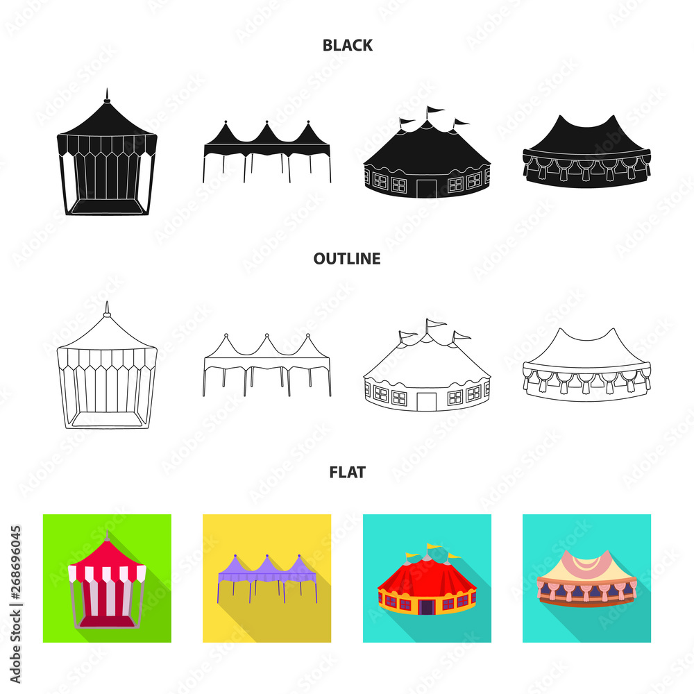 Vector illustration of roof and folding sign. Set of roof and architecture stock symbol for web.