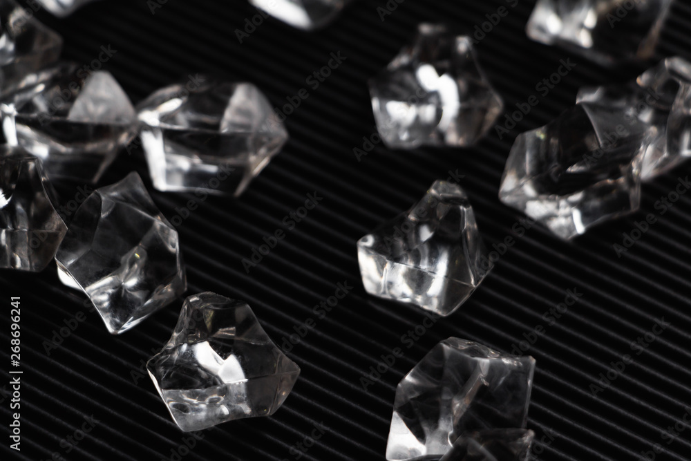 Crystals on the black floor Crystals on the black floor