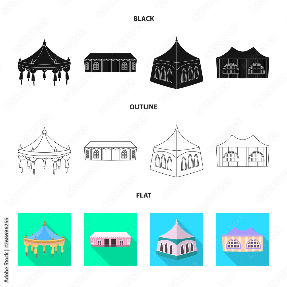 Isolated object of roof and folding logo. Set of roof and architecture stock vector illustration.