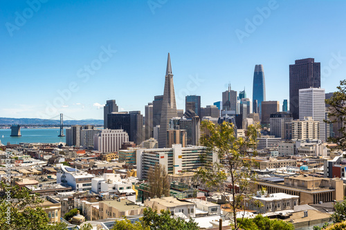 San Francisco downtown from Ina Coolbrith Park. Russian Hill District, San Francisco, California, USA