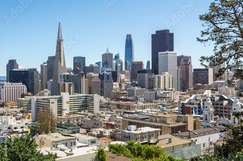 San Francisco downtown from Ina Coolbrith Park. Russian Hill District, San Francisco, California, USA
