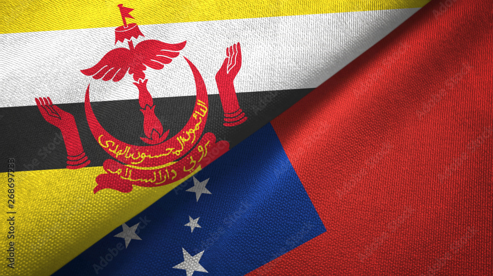Brunei and Samoa two flags textile cloth, fabric texture Brunei and Samoa two flags textile cloth, fabric texture
