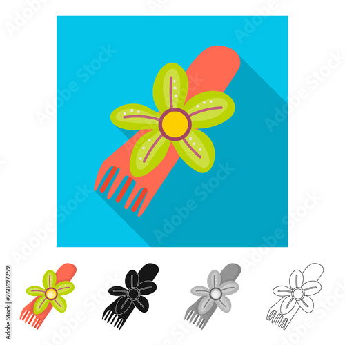 Isolated object of comb and shape logo. Collection of comb and hairdo stock symbol for web.