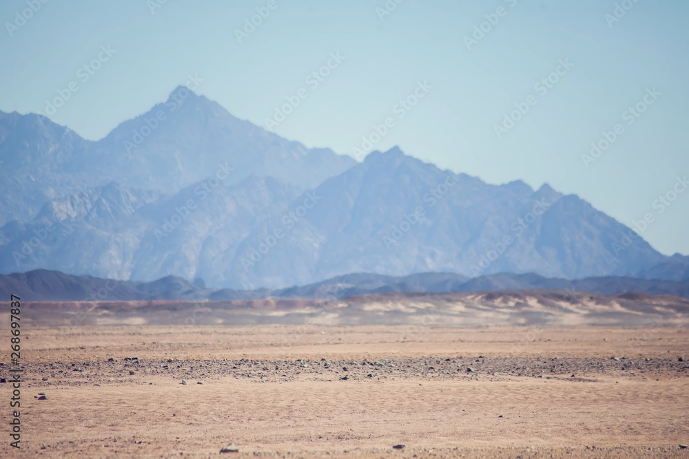  Nature of Egypt. Mountains and sky in the desert