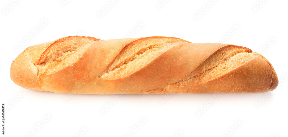 single loaf of baguette bread isolated on white background single loaf of baguette bread isolated on white background