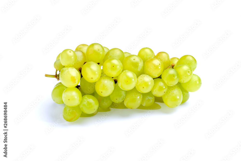 Fresh Green grape isolated on white. Full depth of field.