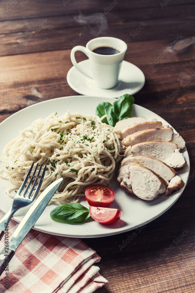 Italian spaghetti pasta with sauce Italian spaghetti pasta with sauce