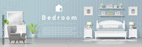Interior background with bedroom in modern country style , vector , illustration