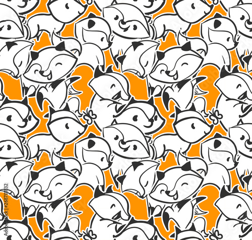 vector character fox baby seamless pattern orange