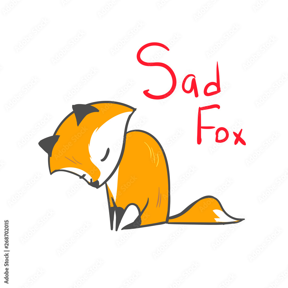 Obraz premium vector character fox baby sad print isolated