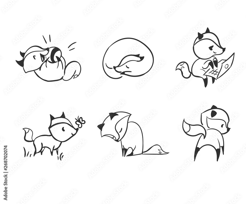 Fototapeta premium vector character fox baby set design elements