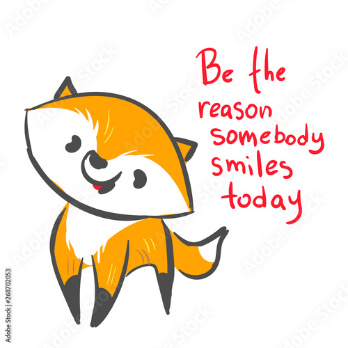 vector character fox baby smile reason print