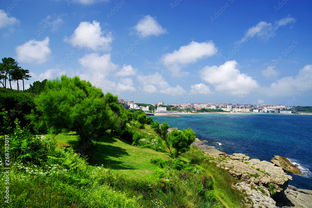 Summer landscape of the Cantabrian Coast in Santander, Spain, Europe Summer landscape of the Cantabrian Coast in Santander, Spain, Europe