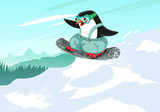 snowboard cartoon vector character penguin sport character