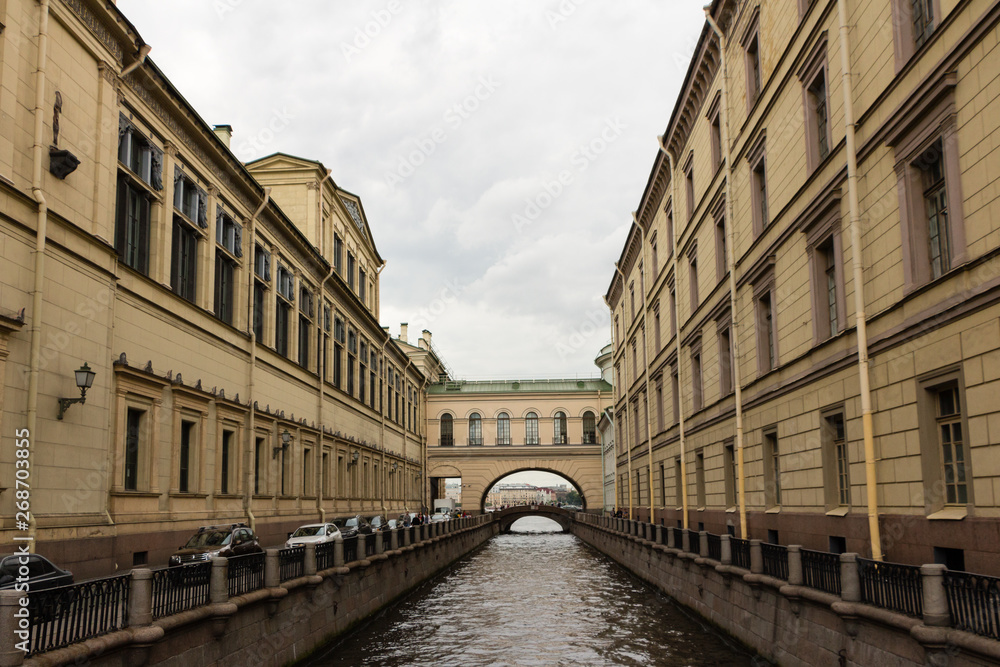 Winter Canal - a canal in Saint Petersburg, Russia, connecting Bolshaya Neva with Moika River in the vicinity of Winter Palace. Winter Canal - a canal in Saint Petersburg, Russia, connecting Bolshaya Neva with Moika River in the vicinity of Winter Palace.