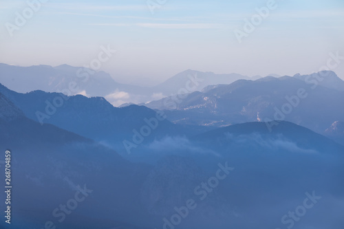 blue misty mountain landscape
