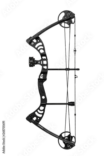 modern, compound hunting bow and arrows  isolated on white