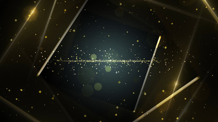 Virtual abstract background space tunnel with neon line lights. Reality square portal arch tunnel. Spectrum vibrant colors laser show.