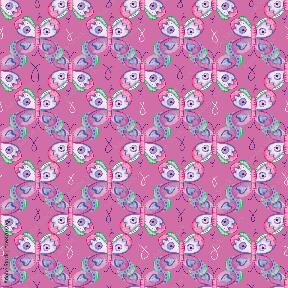 BUTTERFLIES SEAMLESS REPEAT PATTERN TILE