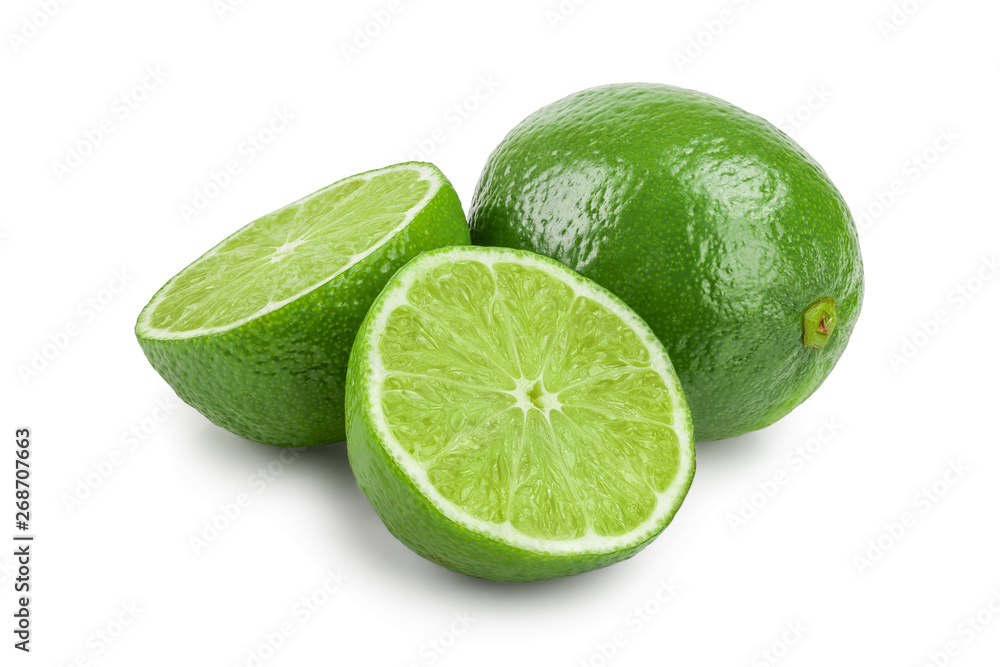 lime with half isolated on white background lime with half isolated on white background