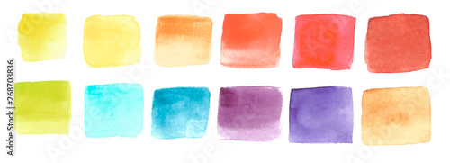 Watercolor color palette of 12 shades, raster illustration